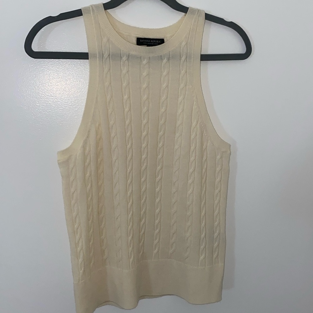 Cream 100% Merino Wool Sweater Vest